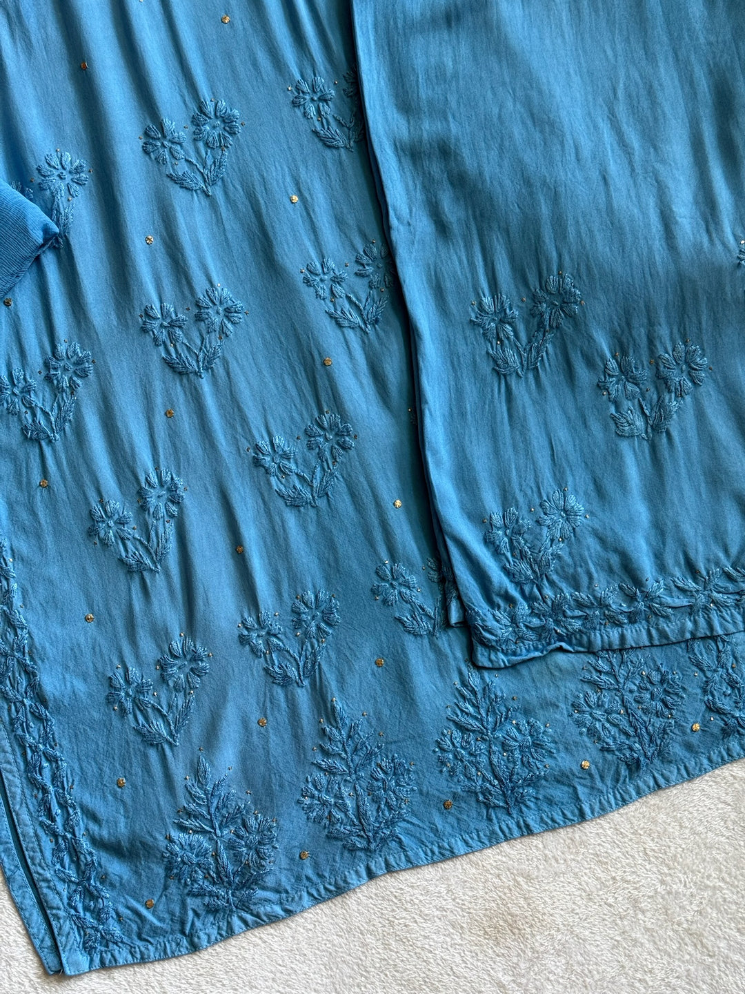 Nazakat Rayon Cotton Chikankari Kurta Set