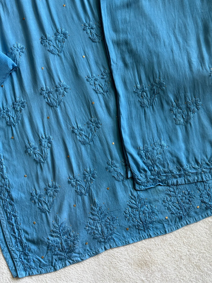 Nazakat Rayon Cotton Chikankari Kurta Set