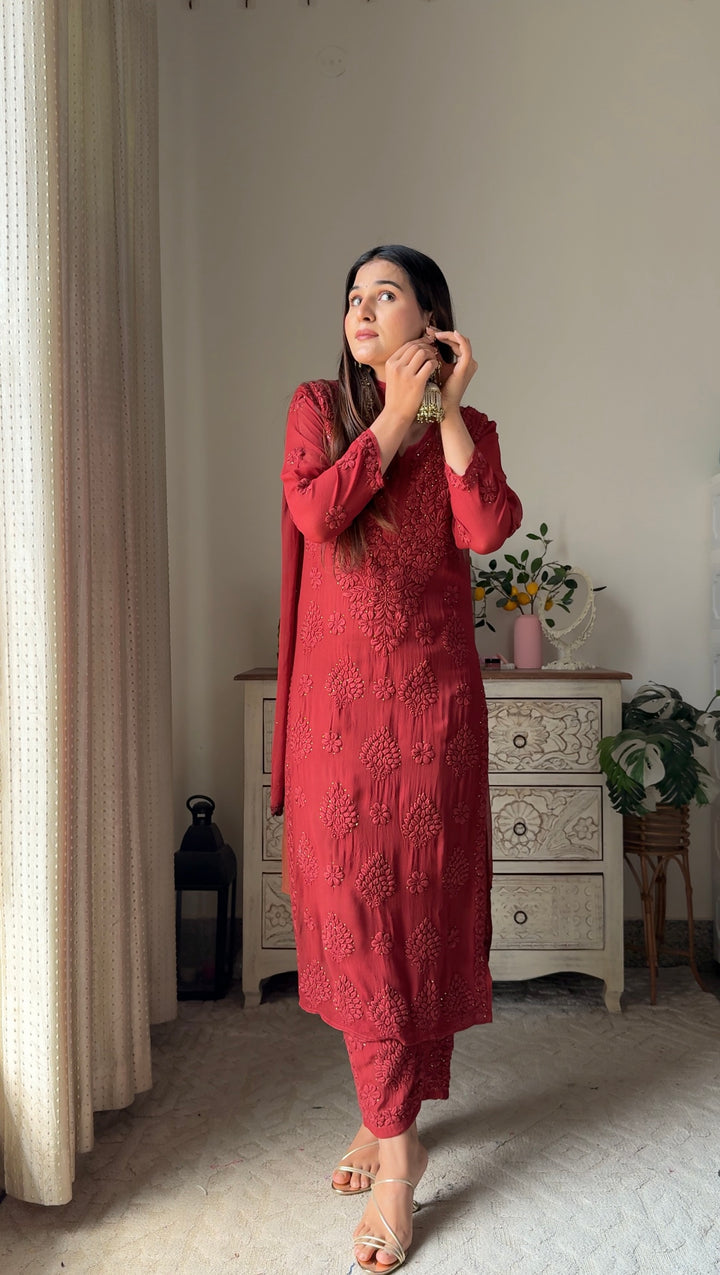 Swati Rathi in Noor Viscose Georgette Mukaish Set With 3D Handwork