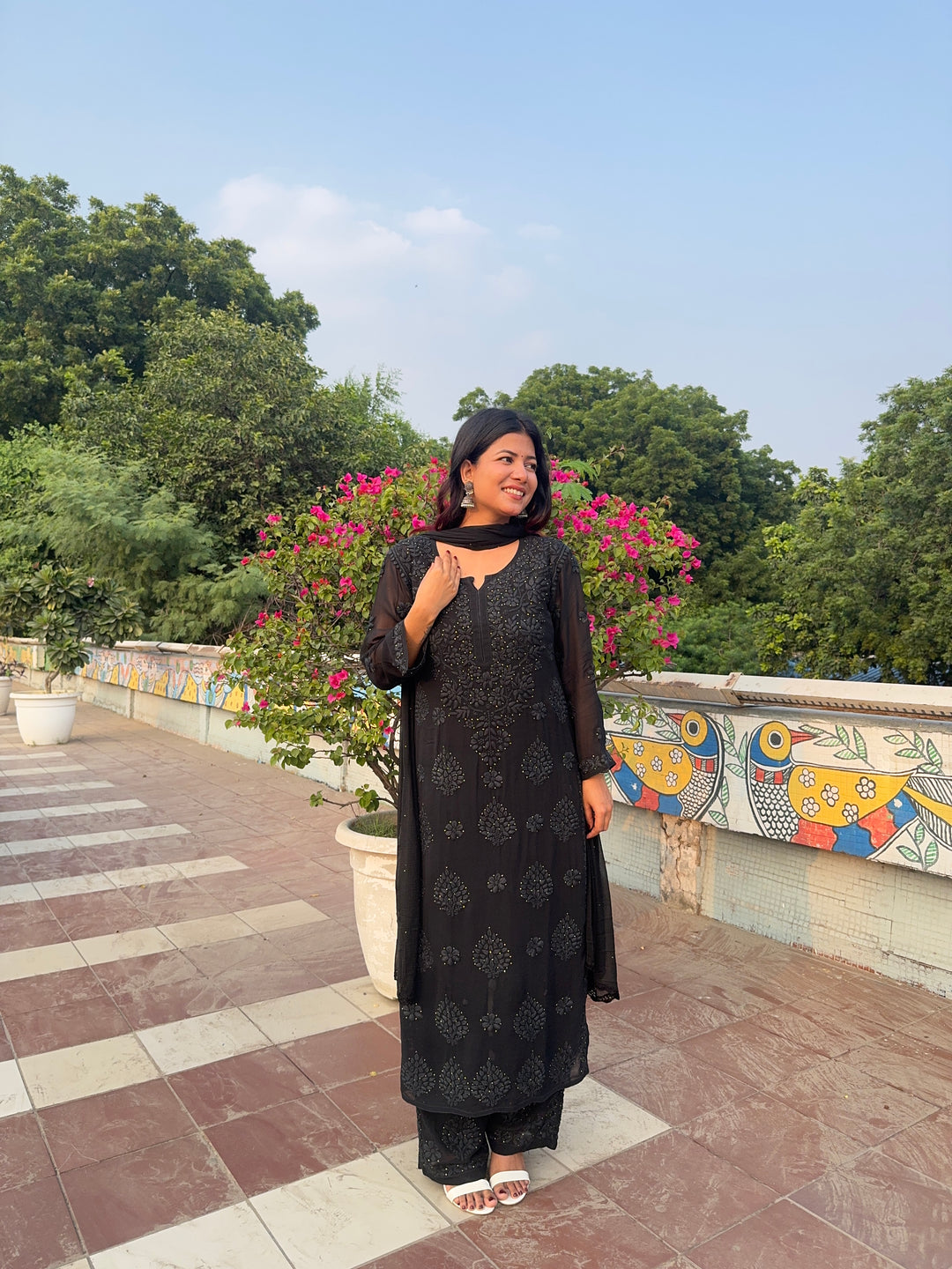 Noor Viscose Georgette Mukaish Set With 3D Handwork