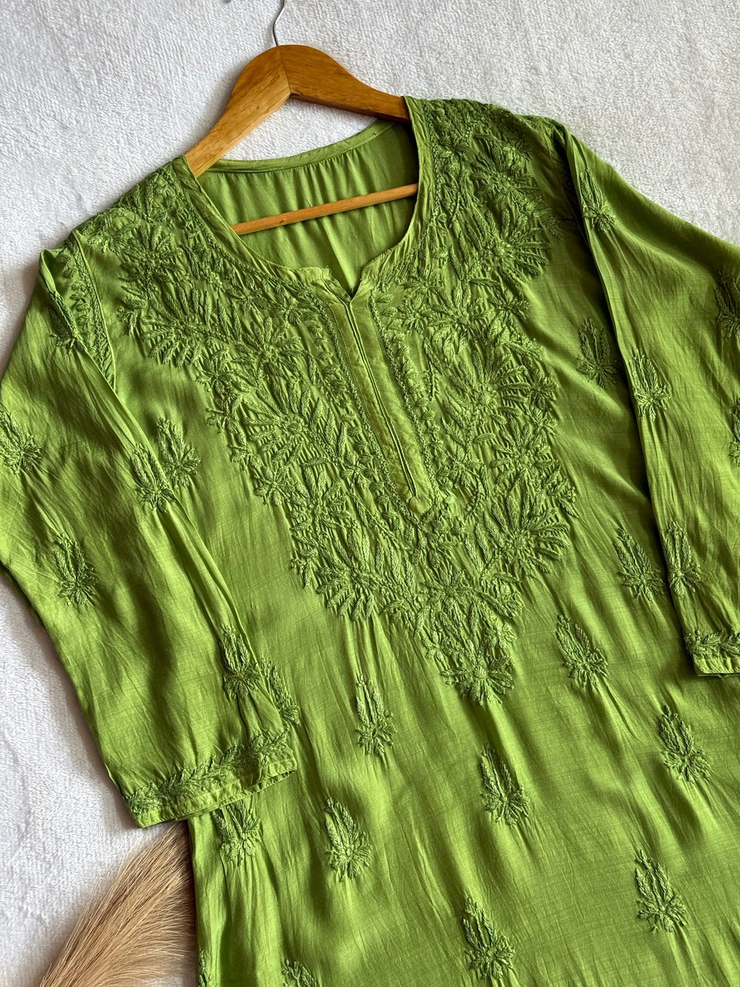 Palak Muslin Long Kurta