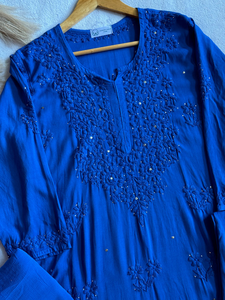 Nazakat Rayon Cotton Chikankari Kurta Set