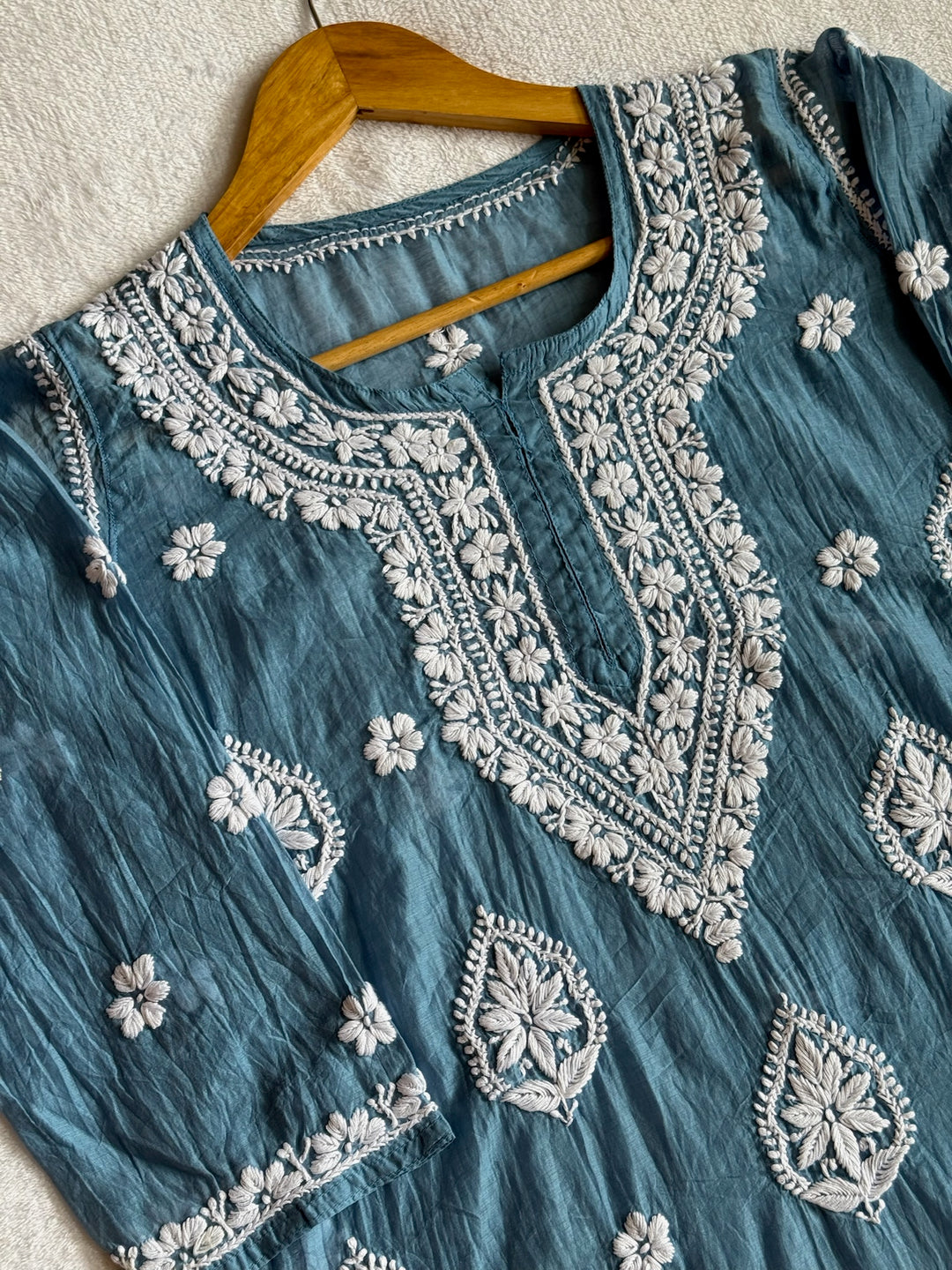 Abia Mul Chanderi Short Kurta