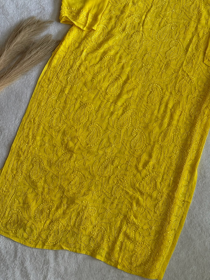 Viscose Georgette Resham Thread Embroidery Chikankari Kurta