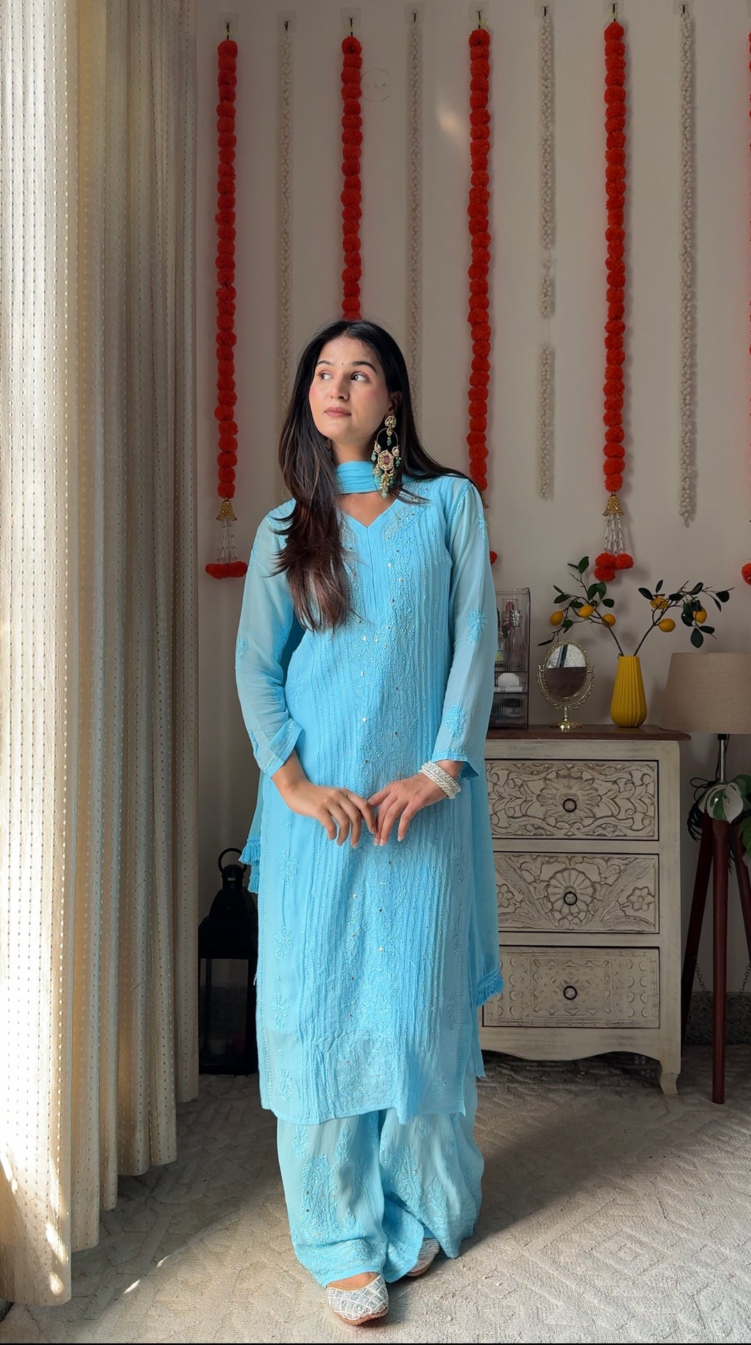 Swati Rathi in Viscose Georgette Mukaish Set With Resham Thread Handwork