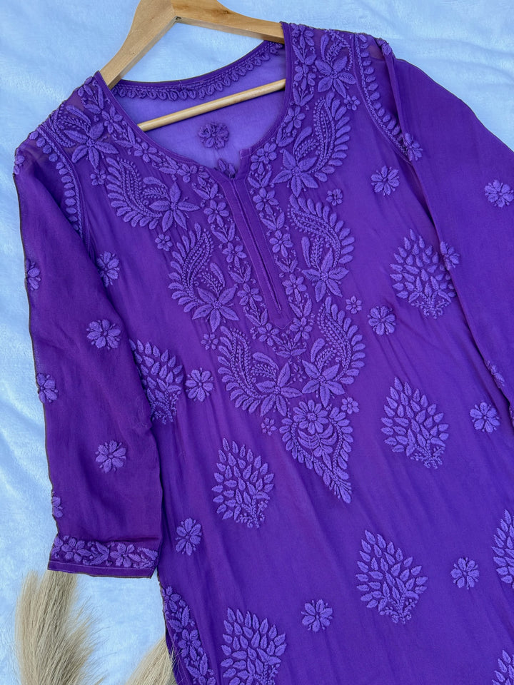 Viscose Georgette Kurta With 3D Handwork