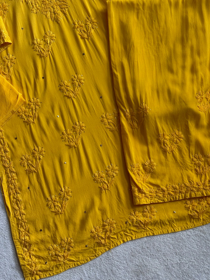 Nazakat Rayon Cotton Chikankari Kurta Set