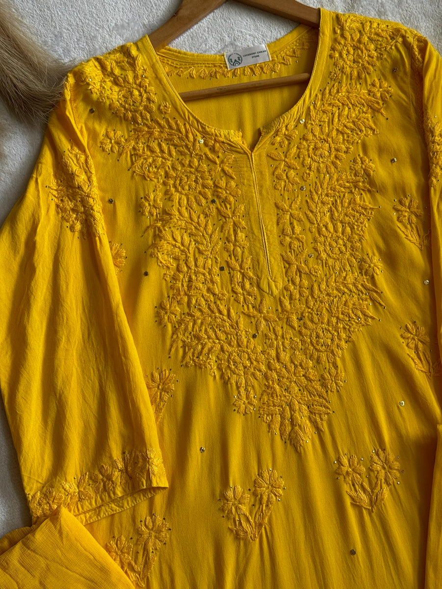 Nazakat Rayon Cotton Chikankari Kurta Set