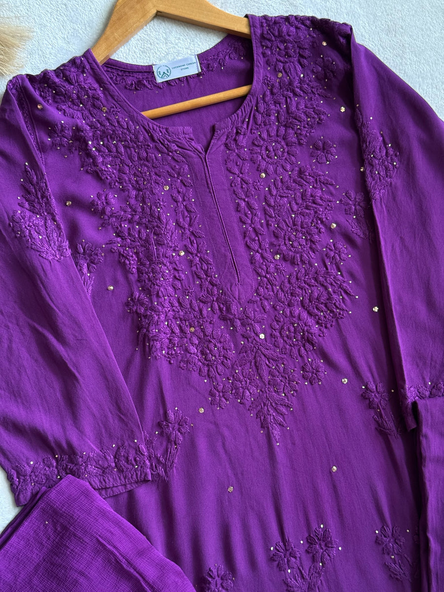 Nazakat Rayon Cotton Chikankari Kurta Set