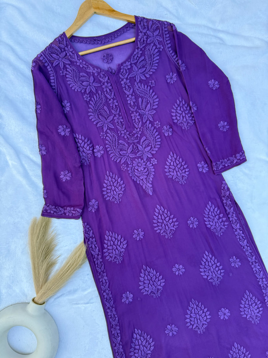 Viscose Georgette Kurta With 3D Handwork