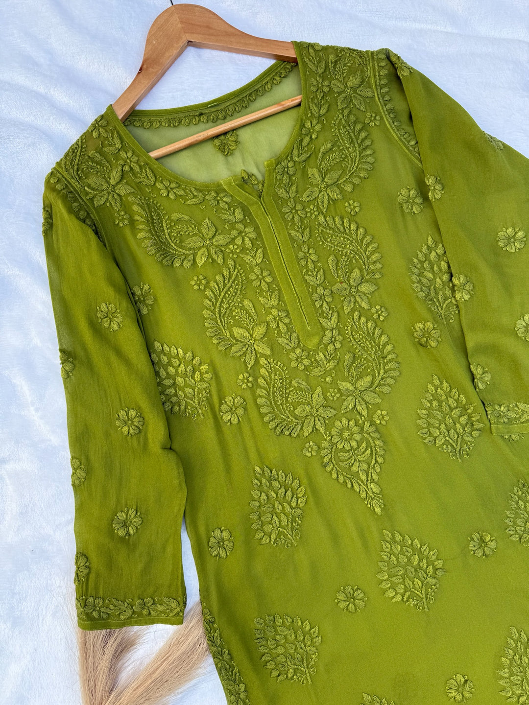 Viscose Georgette Kurta With 3D Handwork
