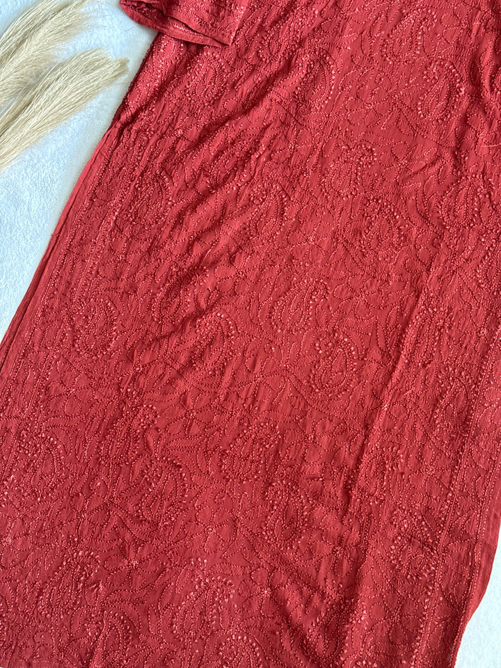 Viscose Georgette Resham Thread Embroidery Chikankari Kurta