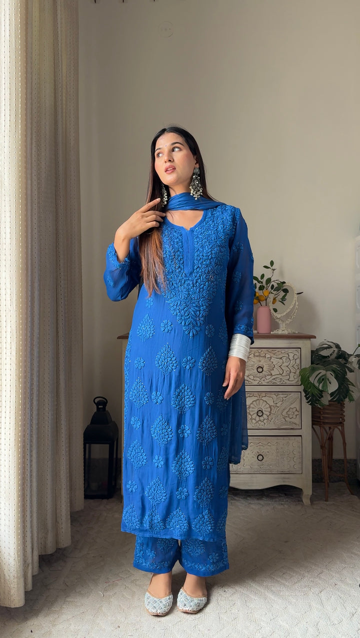 Swati Rathi in Noor Viscose Georgette Mukaish Set With 3D Handwork