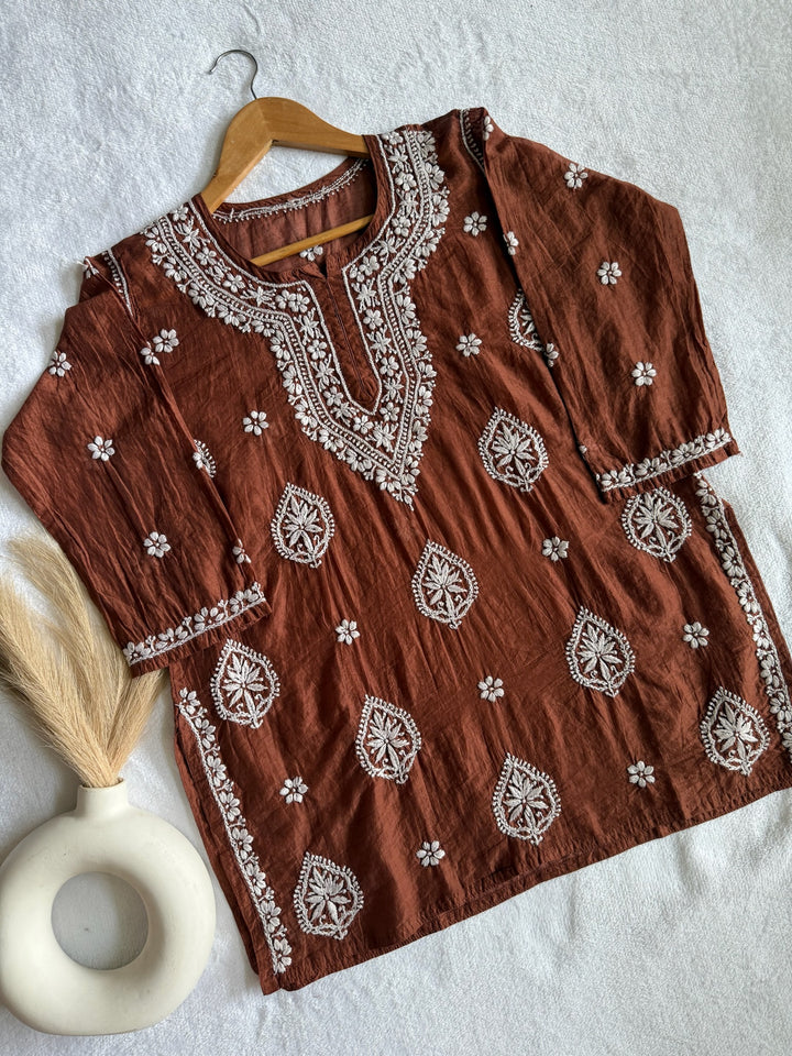 Abia Mul Chanderi Short Kurta