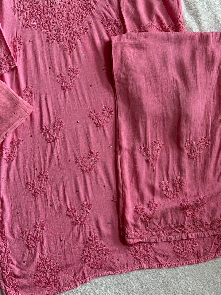 Nazakat Rayon Cotton Chikankari Kurta Set