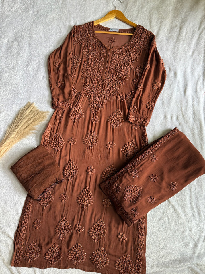 Noor Viscose Georgette Mukaish Set With 3D Handwork