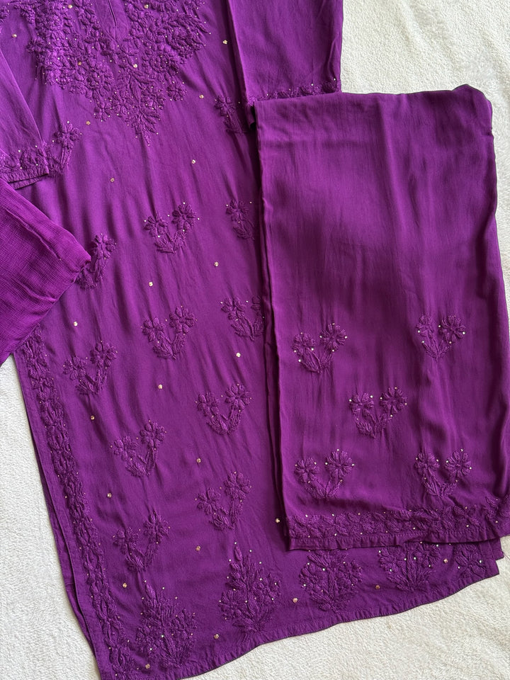 Nazakat Rayon Cotton Chikankari Kurta Set