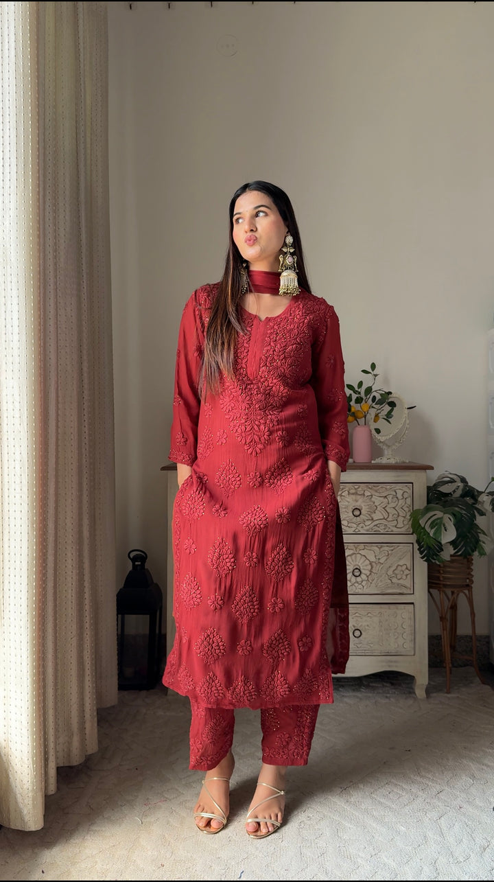 Swati Rathi in Noor Viscose Georgette Mukaish Set With 3D Handwork