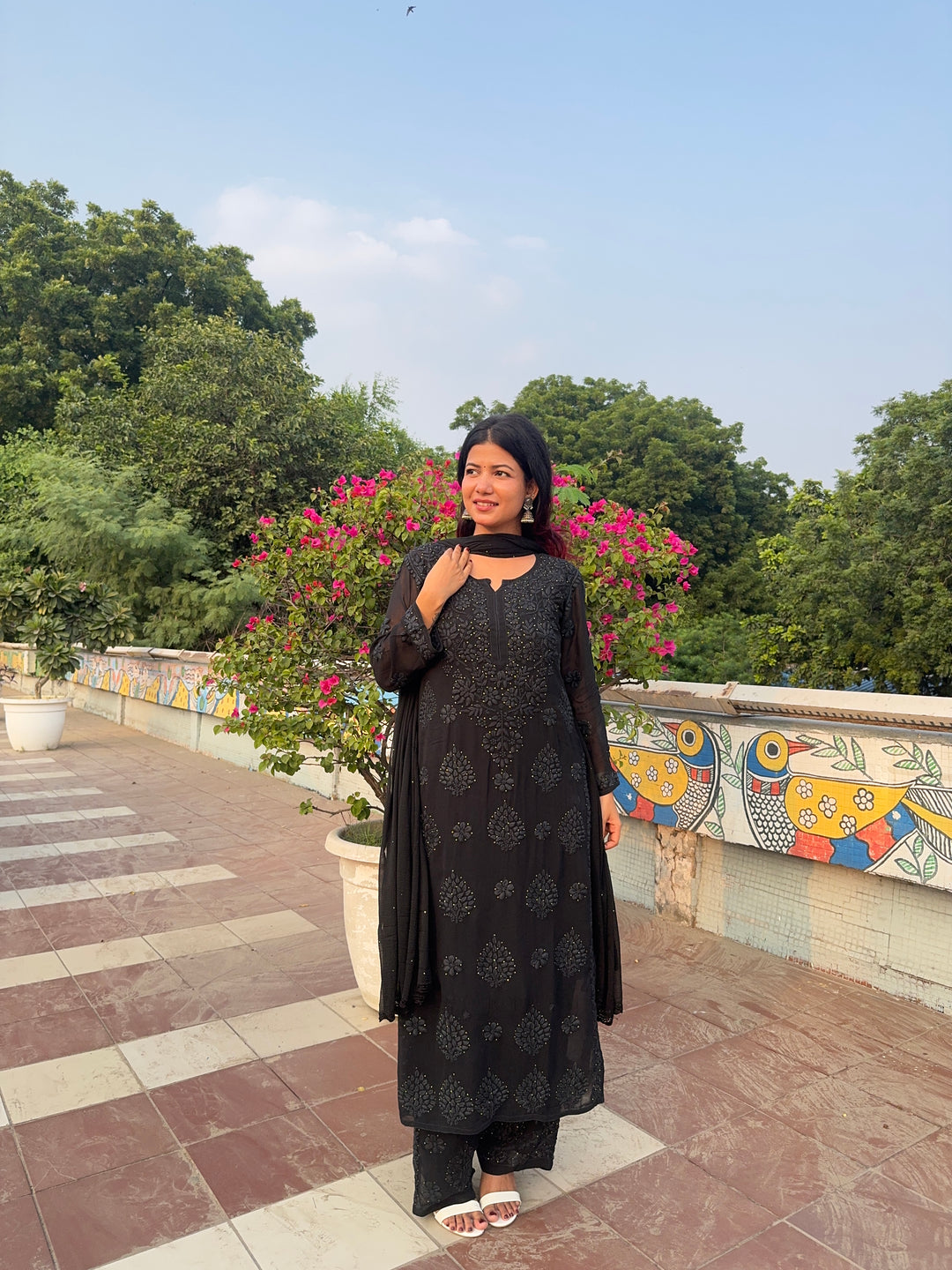 Noor Viscose Georgette Mukaish Set With 3D Handwork