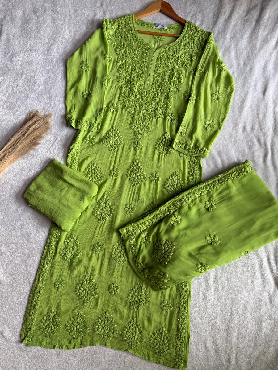 Noor Viscose Georgette Mukaish Set With 3D Handwork