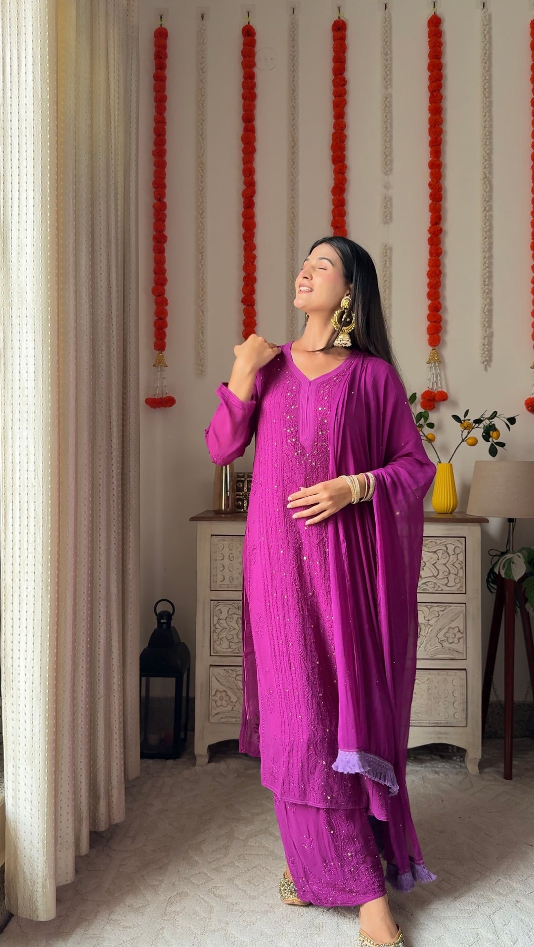 Swati Rathi in Viscose Georgette Mukaish Set With Resham Thread Handwork