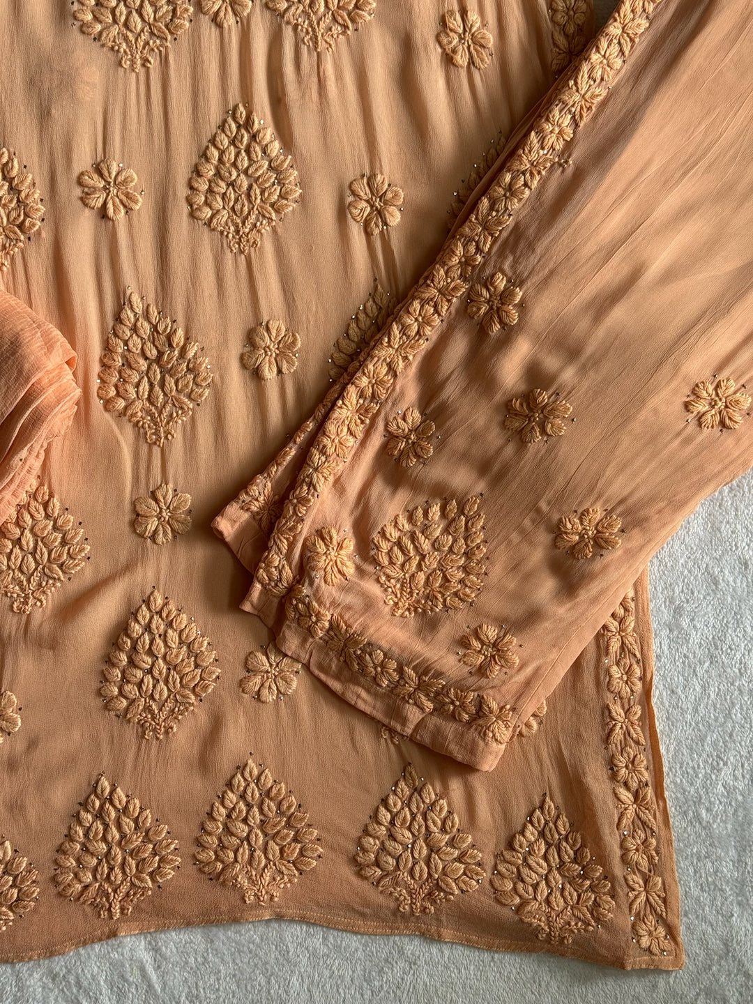 Noor Viscose Georgette Mukaish Set With 3D Handwork