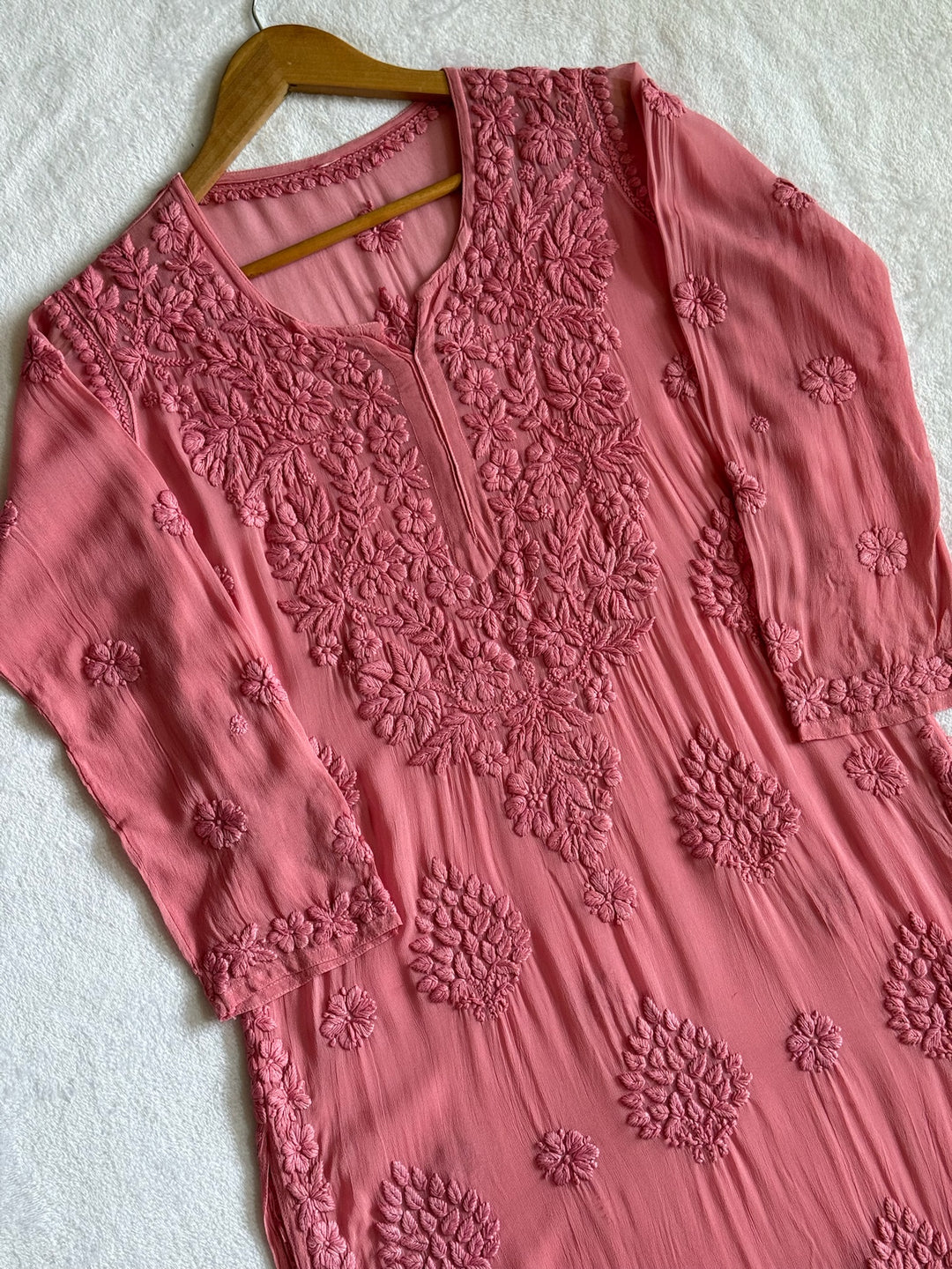 Viscose Georgette Kurta With 3D Handwork