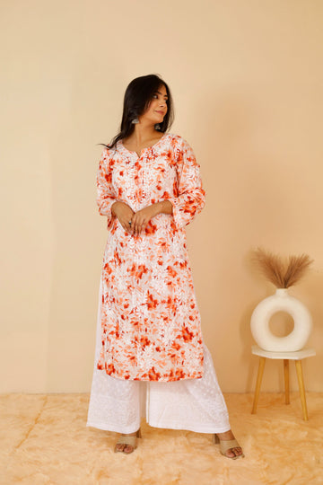 mulmul cotton chikankari kurti