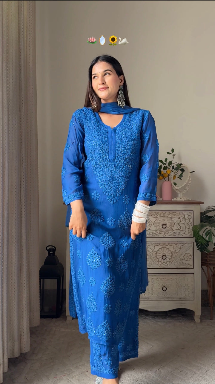 Swati Rathi in Noor Viscose Georgette Mukaish Set With 3D Handwork