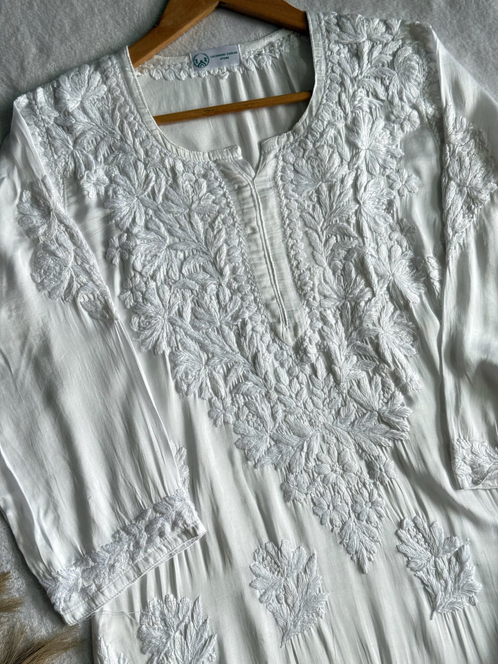 Inaya Satin Chikankari Kurta Set With 3D Handwork