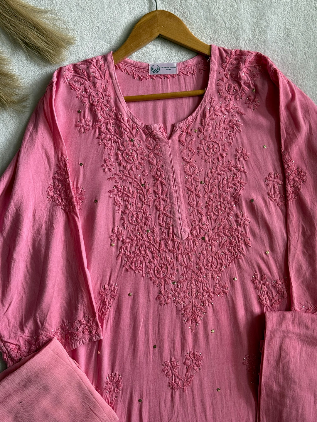 Nazakat Rayon Cotton Chikankari Kurta Set