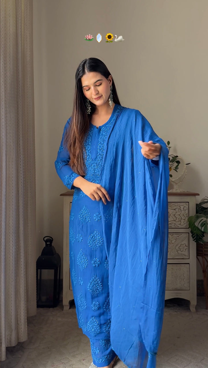 Swati Rathi in Noor Viscose Georgette Mukaish Set With 3D Handwork