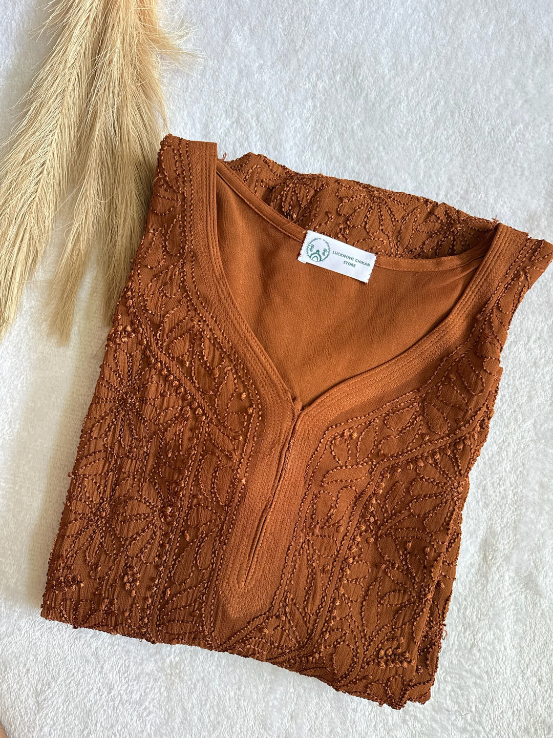 Viscose Georgette Resham Thread Embroidery Chikankari Kurta