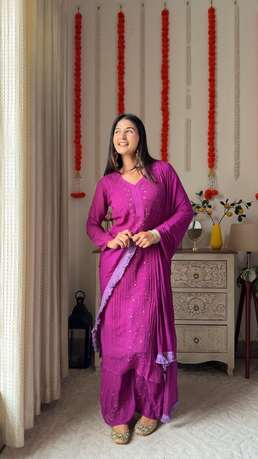 Swati Rathi in Viscose Georgette Mukaish Set With Resham Thread Handwork