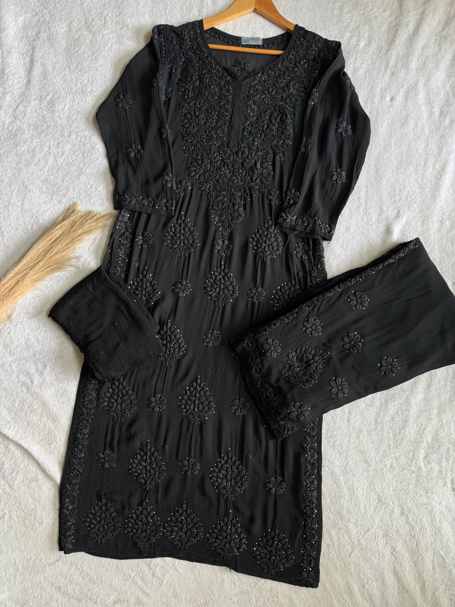 Noor Viscose Georgette Mukaish Set With 3D Handwork