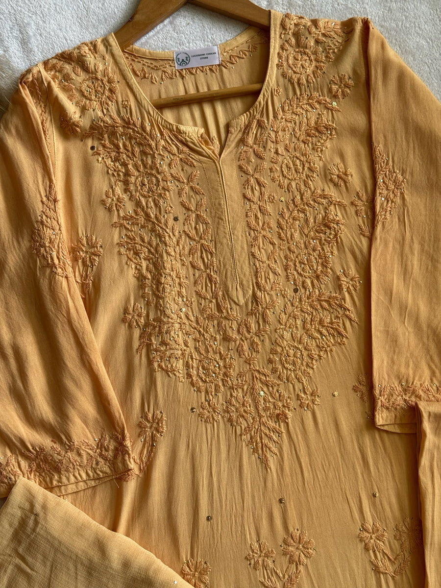 Nazakat Rayon Cotton Chikankari Kurta Set