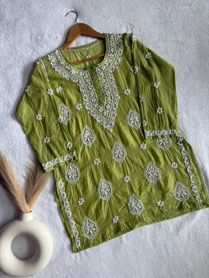 Abia Mul Chanderi Short Kurta