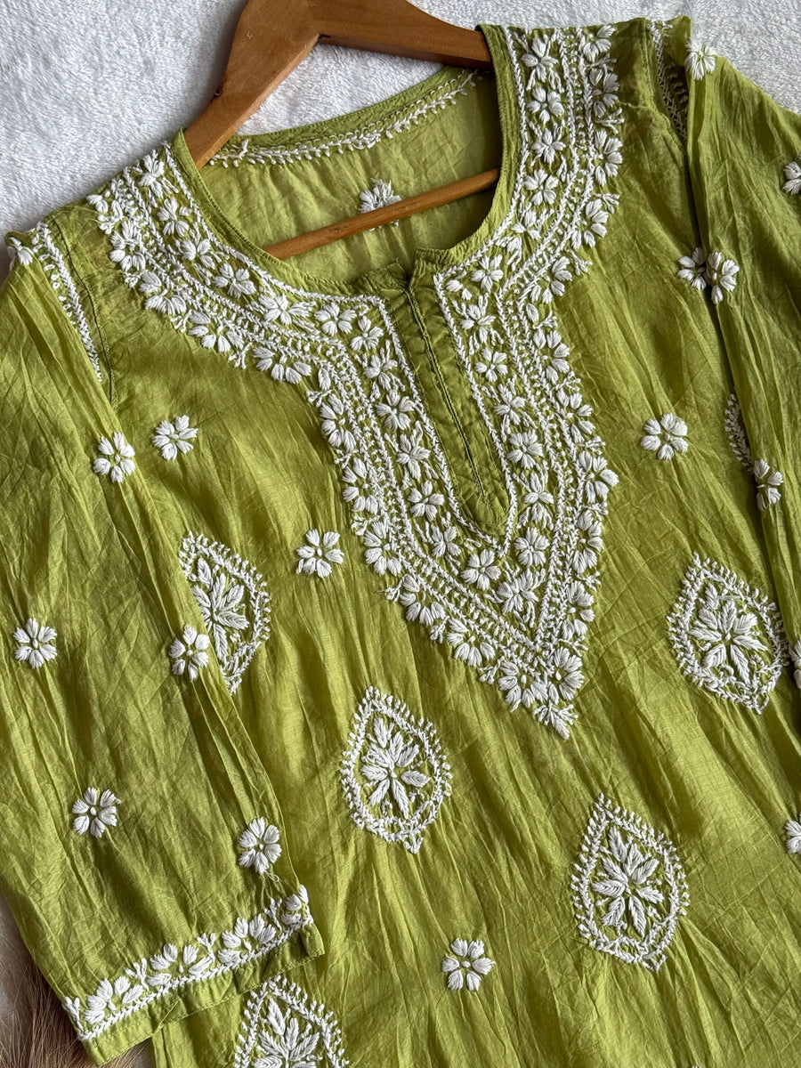 Abia Mul Chanderi Short Kurta