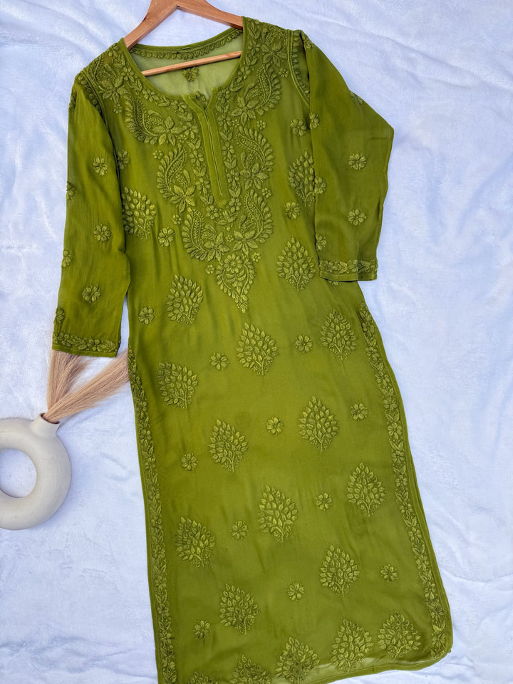 Viscose Georgette Kurta With 3D Handwork
