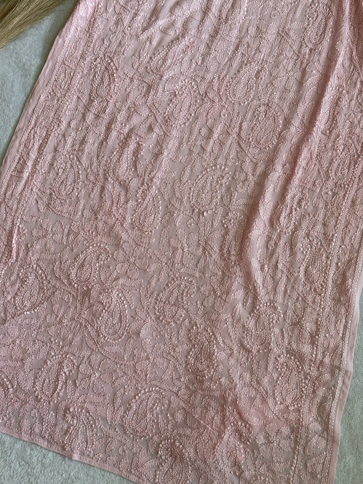 Viscose Georgette Resham Thread Embroidery Chikankari Kurta