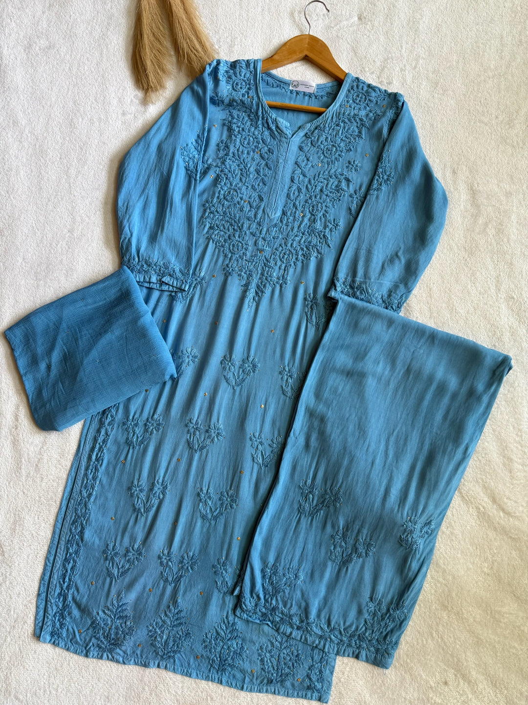 Nazakat Rayon Cotton Chikankari Kurta Set