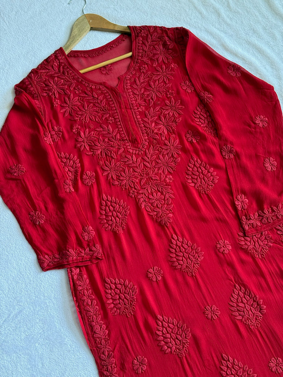 Viscose Georgette Kurta With 3D Handwork