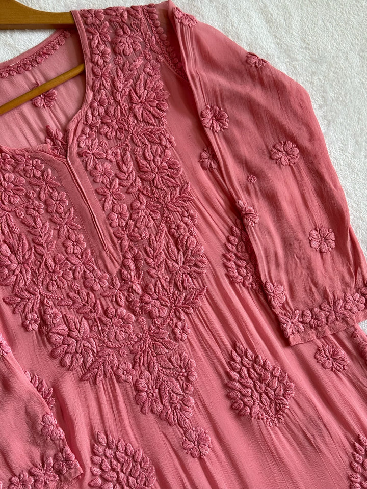Viscose Georgette Kurta With 3D Handwork