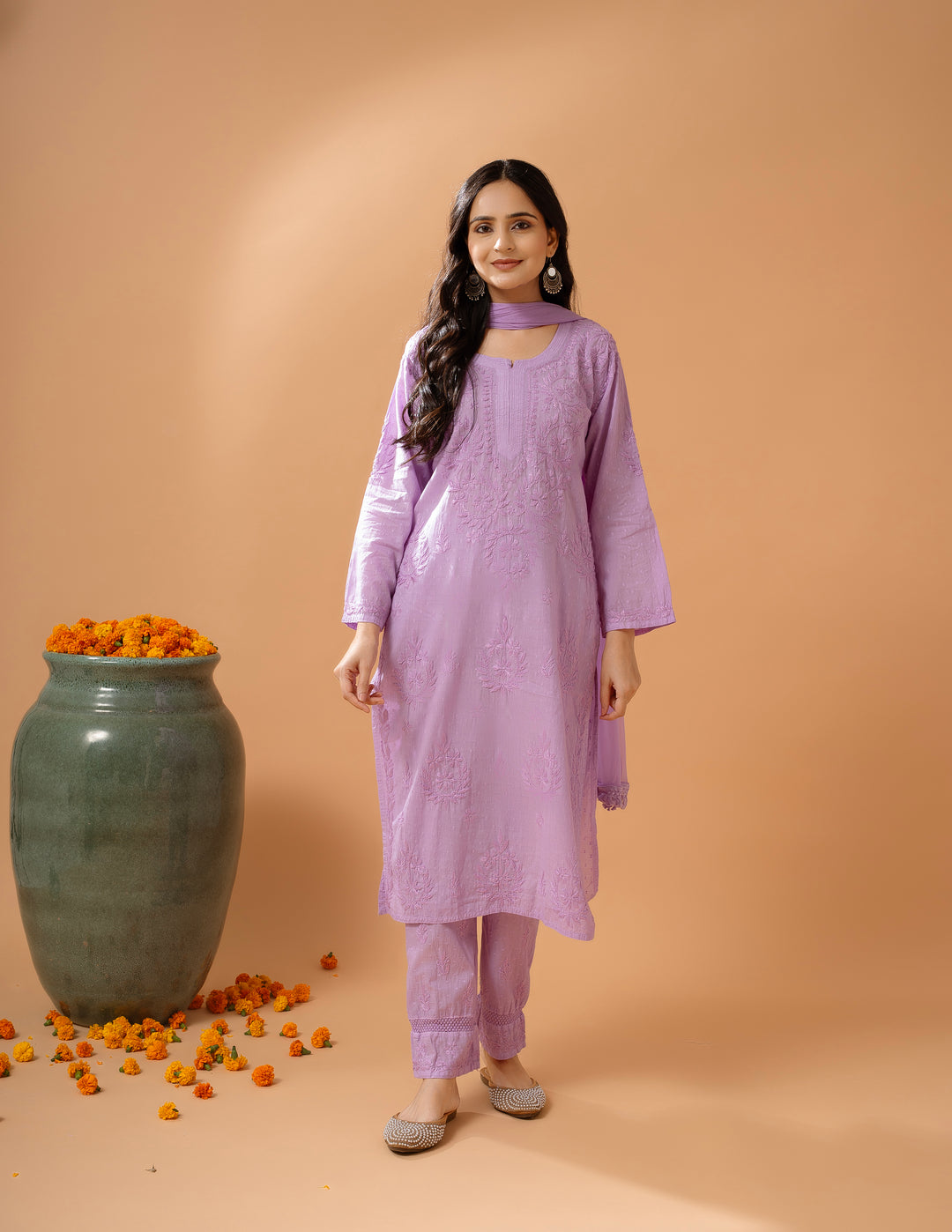 Haniya Mulmul Cotton Chikankari Set