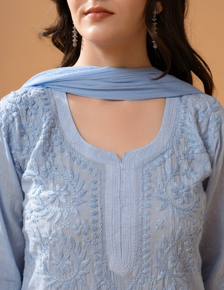 Haniya Mulmul Cotton Chikankari Set