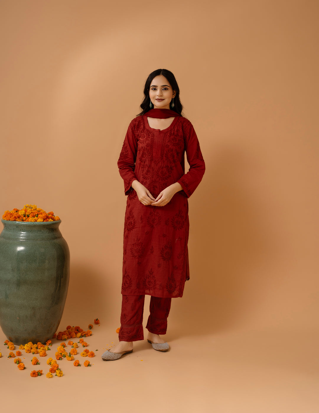 Haniya Mulmul Cotton Chikankari Set