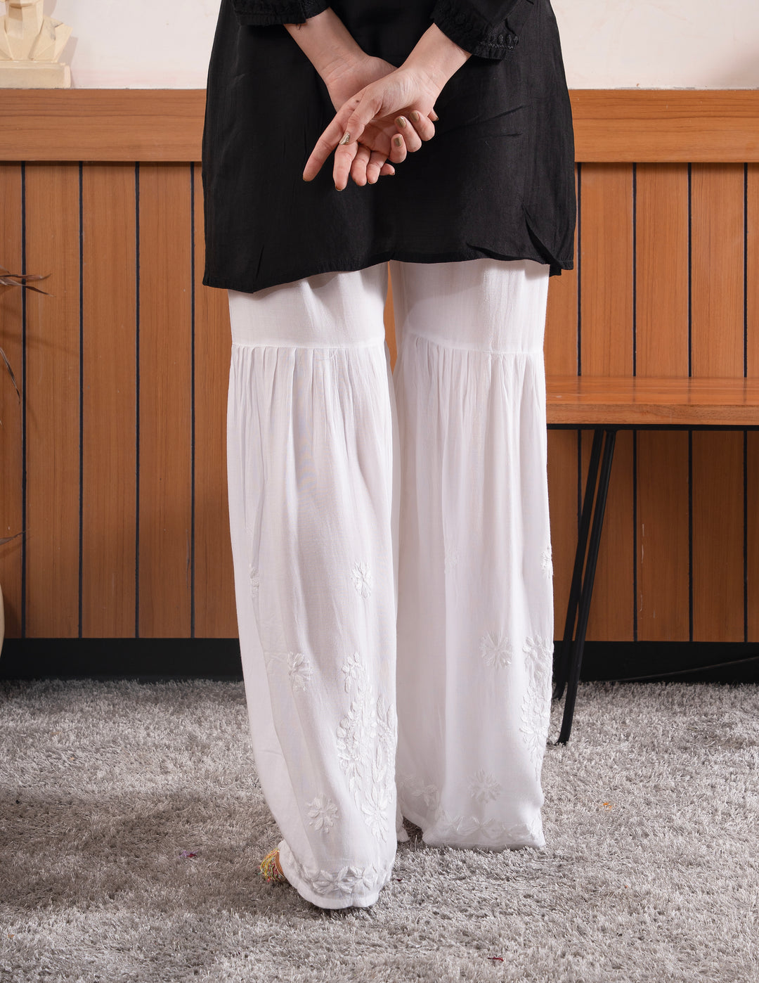Nuha Modal Cotton Chikankari Garara