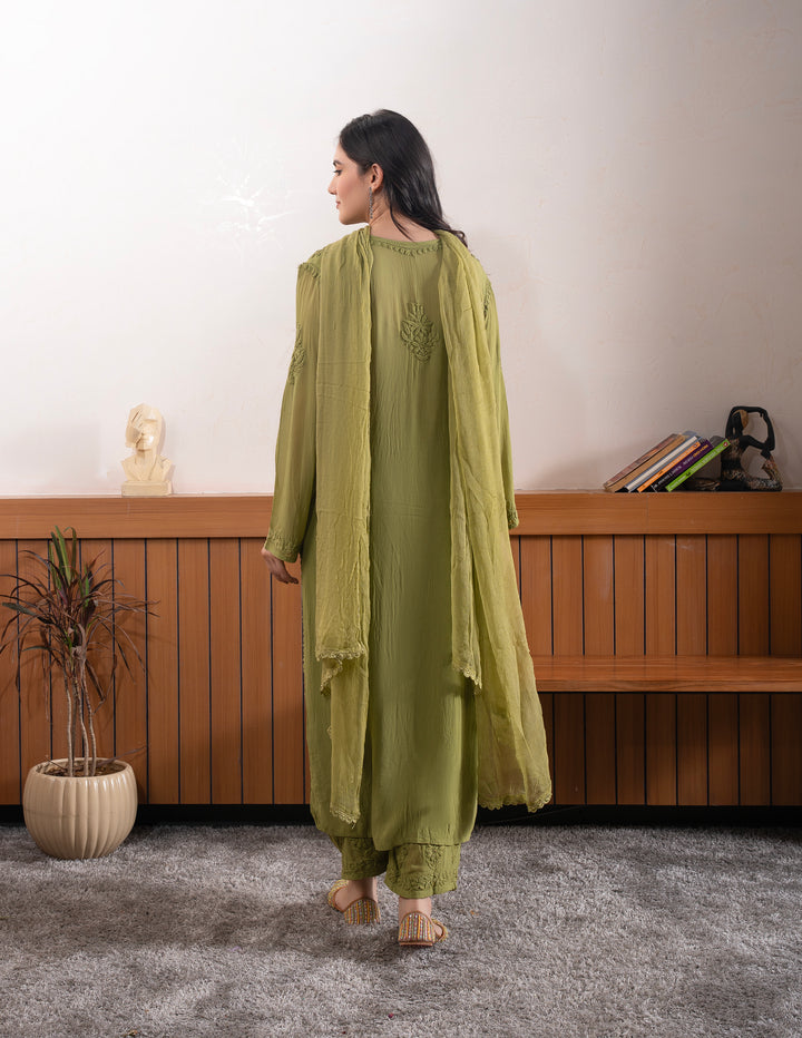 Viscose Georgette Straight Kurta Set With 3D Work