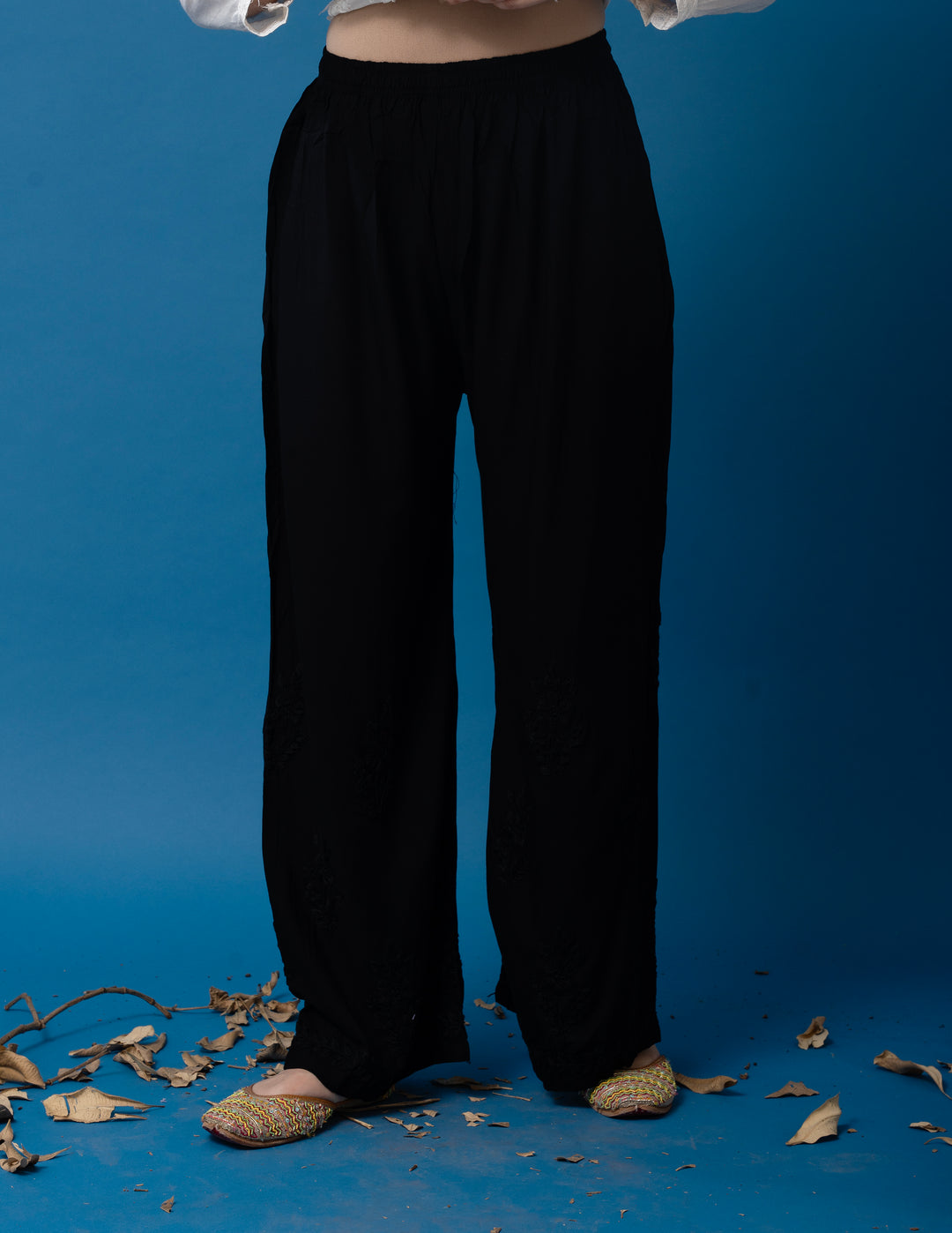 Handmade Black Modal Cotton Plazzo