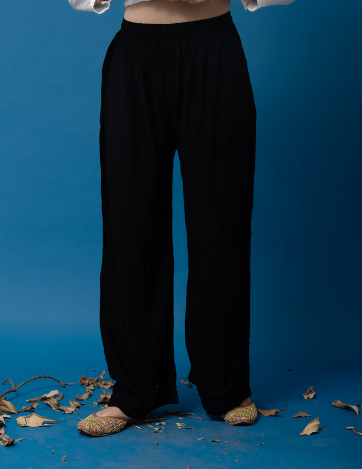Handmade Black Modal Cotton Plazzo